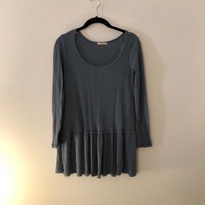 Boutique Blue waffle shirt with 3/4 sleeves